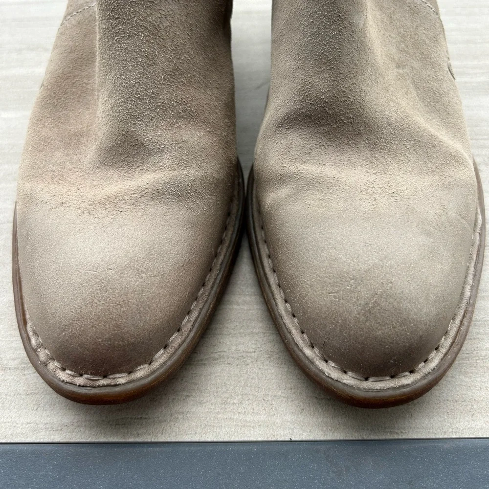 Born Women’s Leather Tassel Mule Booties Suede Block Heel Boho Western Sz 9.5